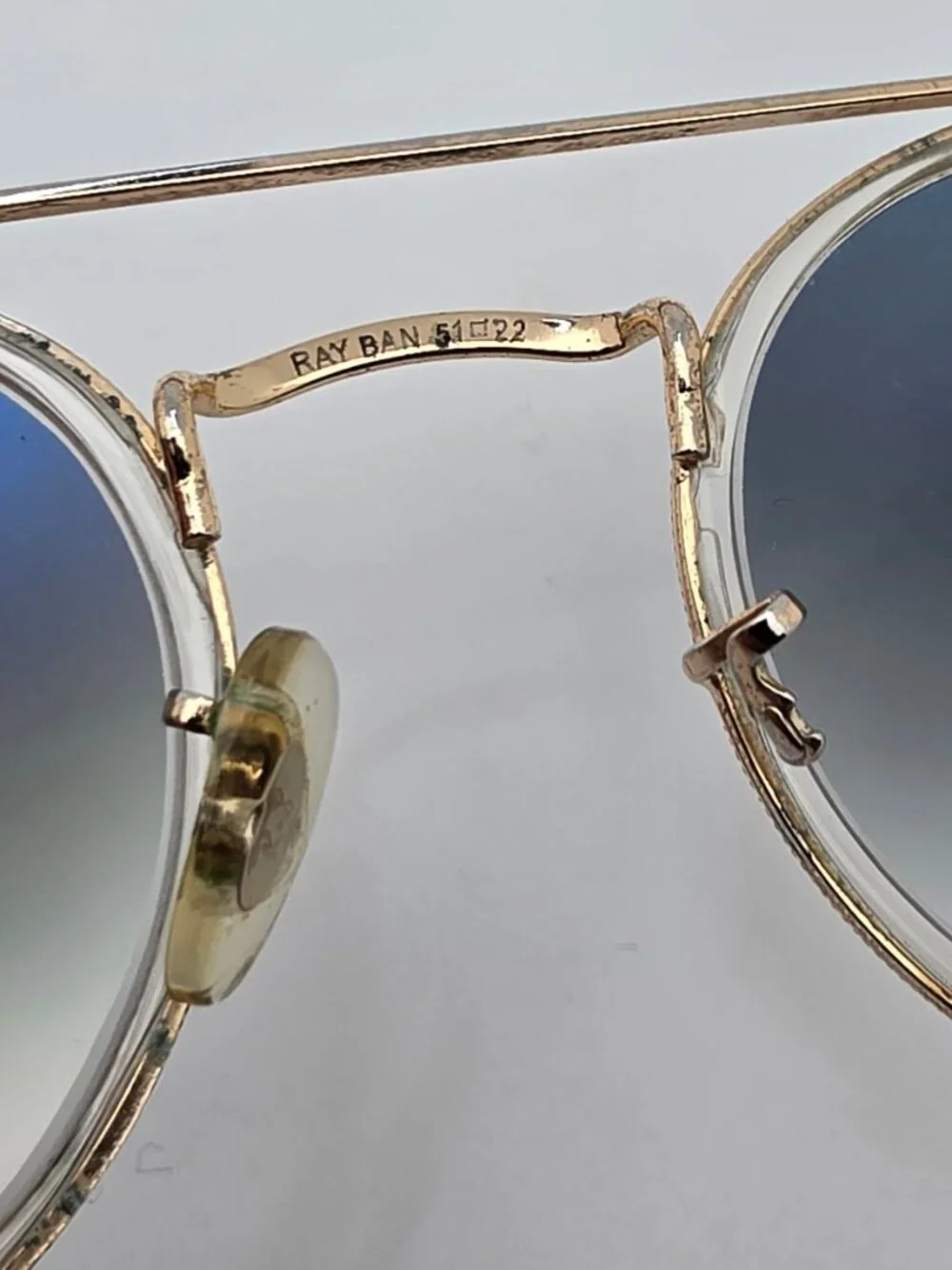 Ray-Ban RB3647N Round Double Bridge Gold Frame Blue Lens Aviator Sunglasses 51mm